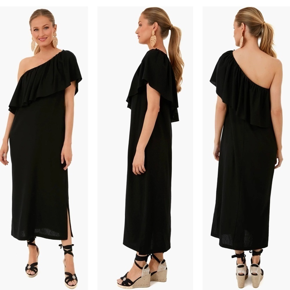 Tuckernuck Pomander Place Black Florencia One Shoulder Dress SzXL